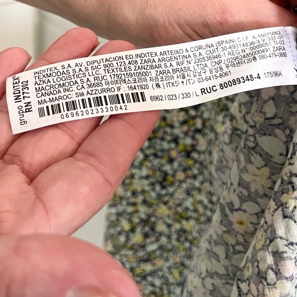 Zara Midi Maxi Dress Coquette Floral print Smoked Linen Viscose Babydoll Sz L - Picture 14 of 16